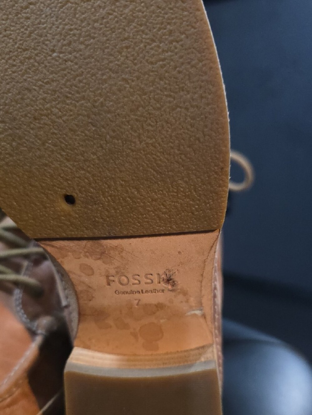 Fossil Brown Cognac Lace-Up Leather Women's Boots - Picture 13 of 13